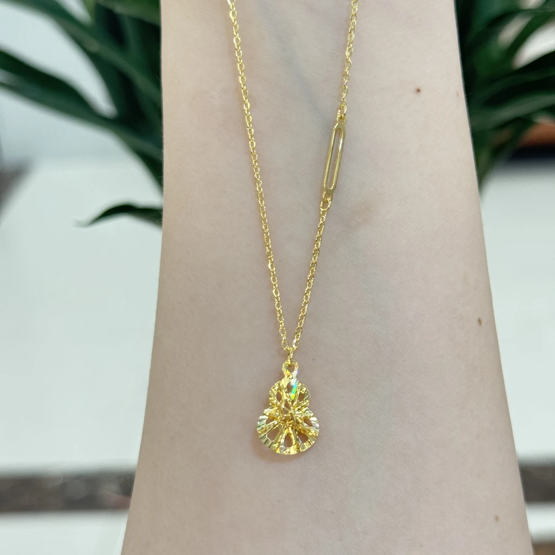 X【幻彩镂空葫芦套链】足金999精工5G