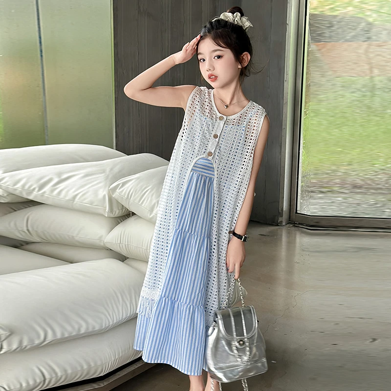 2025夏季新款女童中大童洋气时尚度假风套装女大童休闲韩版套装