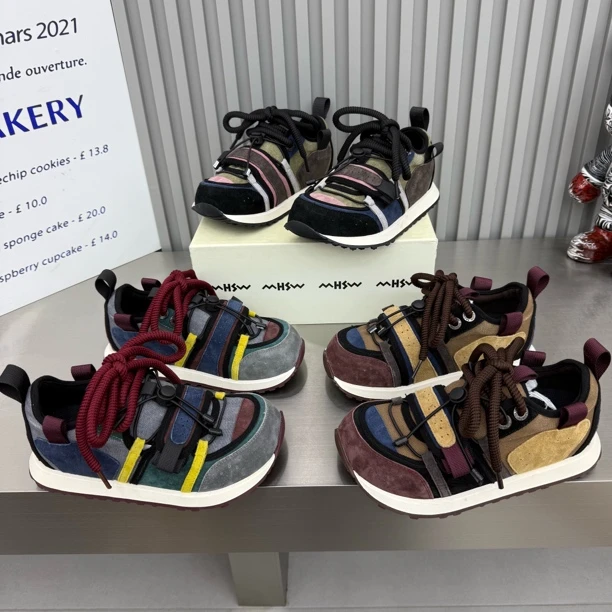 蔓新款时尚反绒皮拼色丑萌鞋舒适百搭透气时尚休闲鞋百搭潮鞋