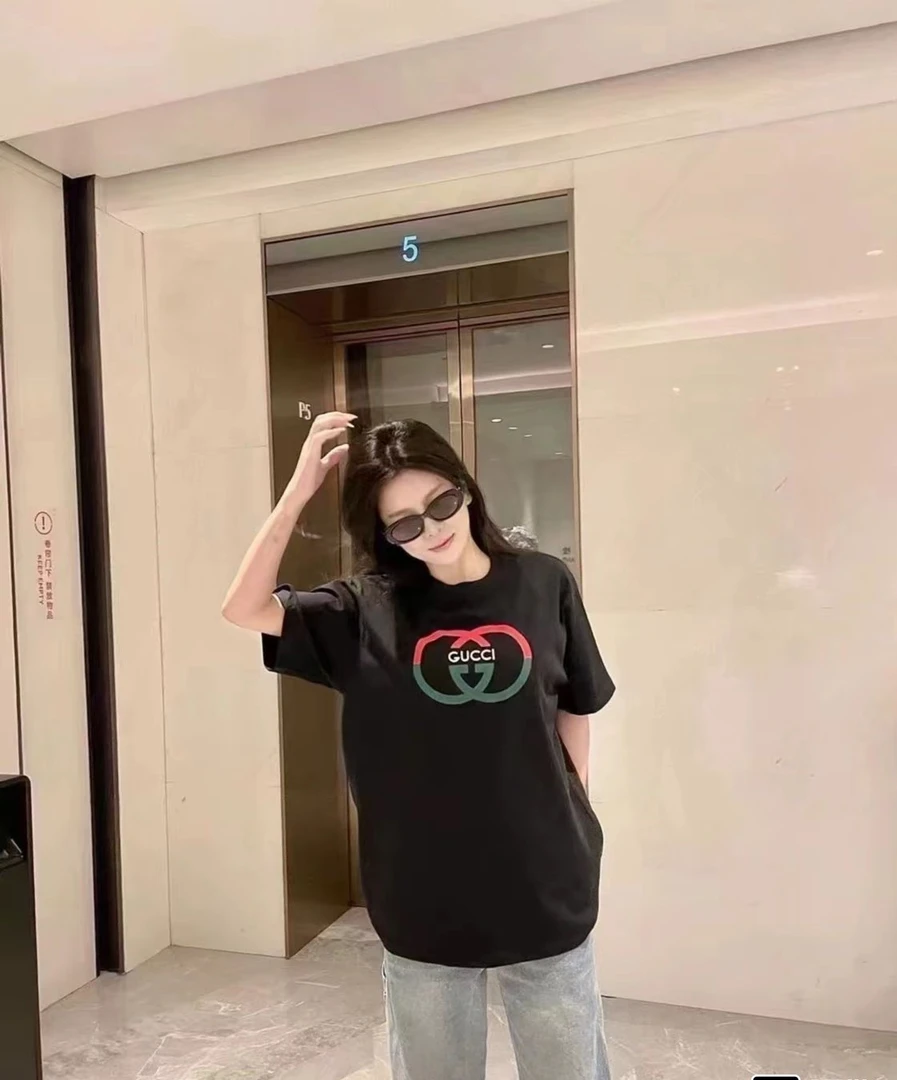 未使用 GUCCI/古驰 Gucci 25春夏 红绿双G字母印花 短袖 771758