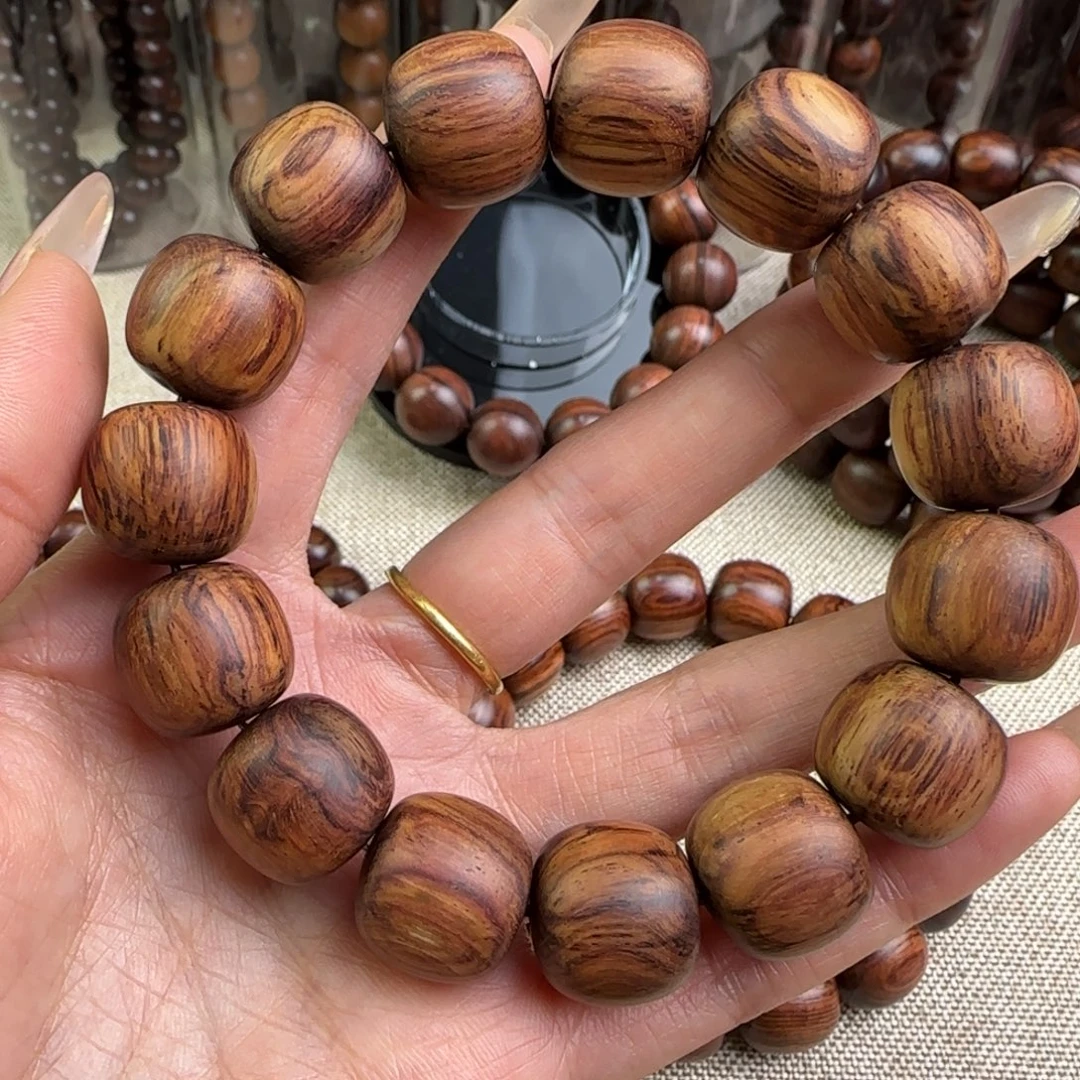 黄花梨/降香黄檀手串/手链野料带夹白（微瑕