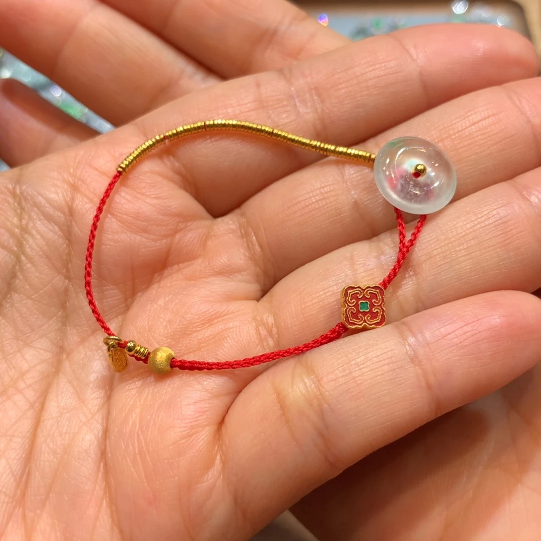 翡翠足金镶嵌手链手链