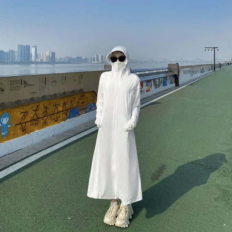 防晒衣女长款夏季2025新款身防紫外线凉感透气开衫薄款冰丝外套