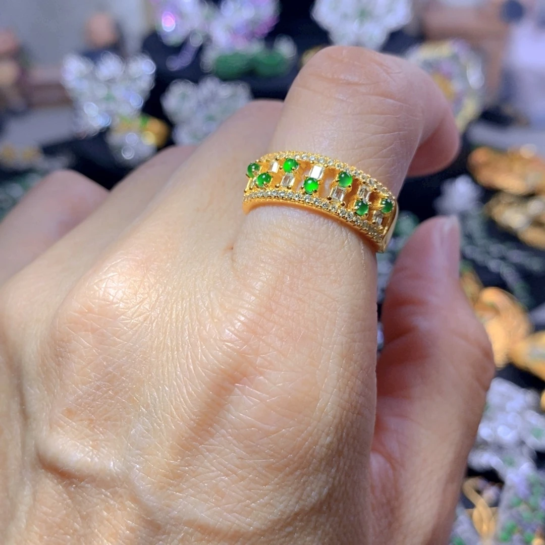 翡翠耳钉银S925镶嵌天然翡翠