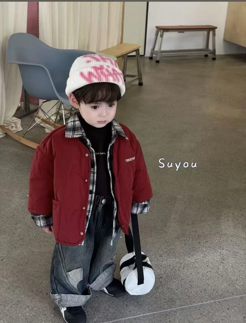 2025年冬季新款男女童时尚棉服儿童简约棉衣
