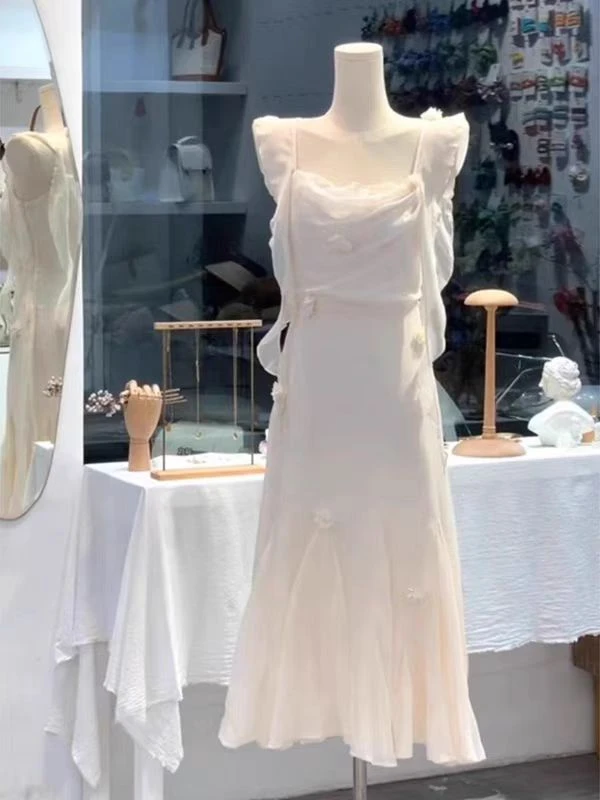 夏季吊带A字裙连衣裙吊带裙气质甜美设计感温柔