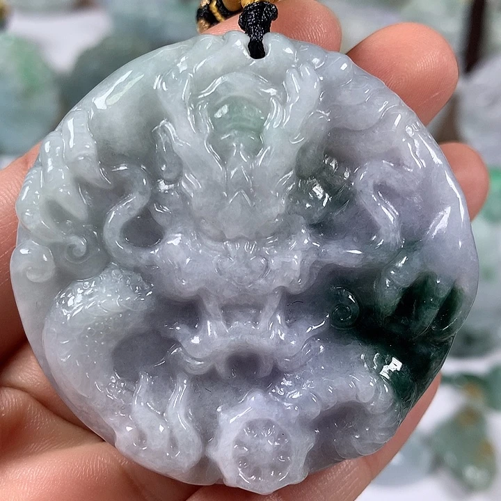 翡翠未镶嵌颈饰霸气侧漏九龙牌两面工艺福利