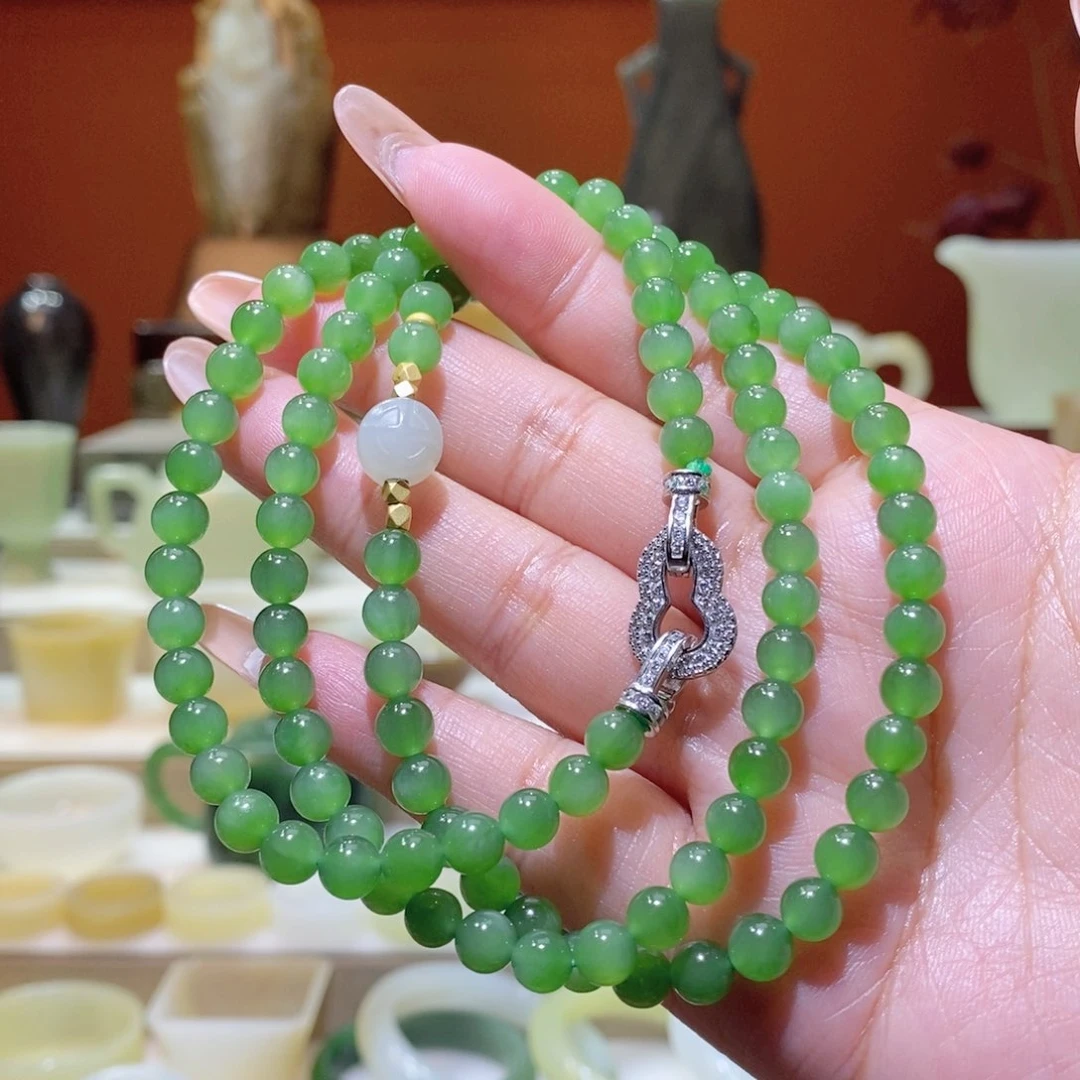 未镶嵌和田玉挂件精品和田玉碧玉冰果绿长链