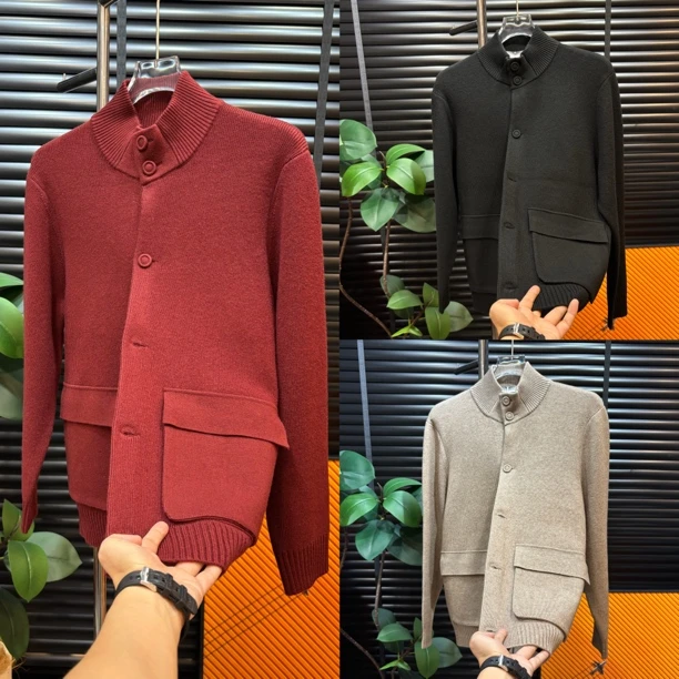 【清澈男装轻奢出品 K56790/QINGCH2025/高端欧货羊毛混纺针织外套