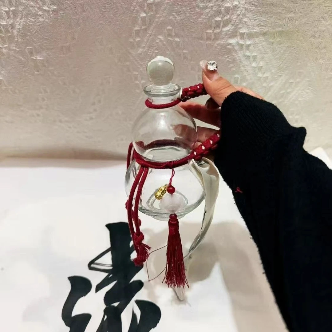 媚家500ml葫芦造型玻璃杯带绳结便携大容量创意水壶酒壶$