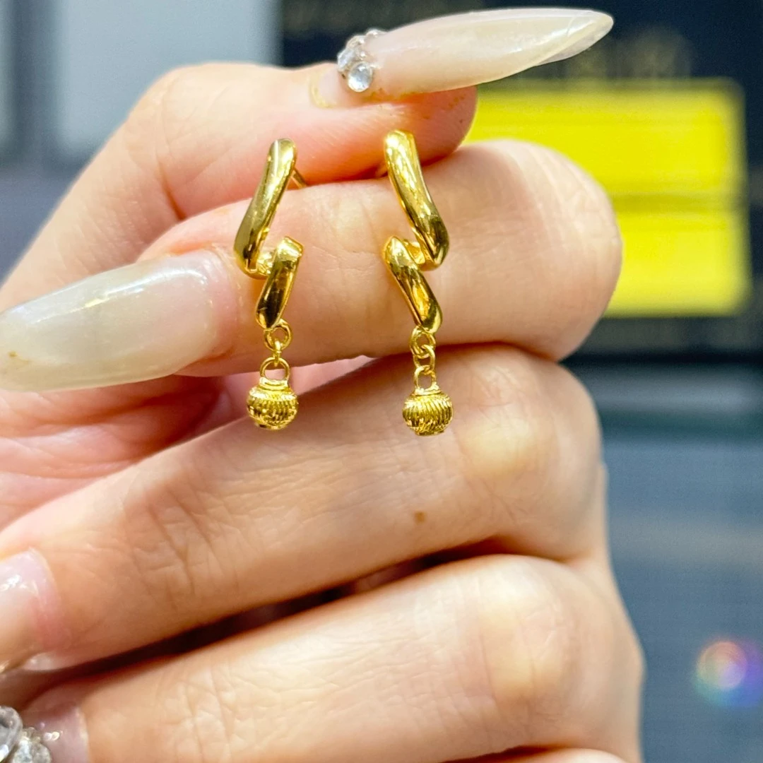 E【扭扭猫眼耳钉】-足金999精工5耳饰