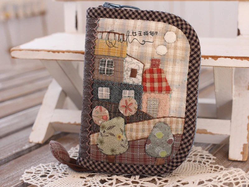 不是成品 非免剪裁 经典小房子钱包材料包尺寸约 13X10cm换一片布