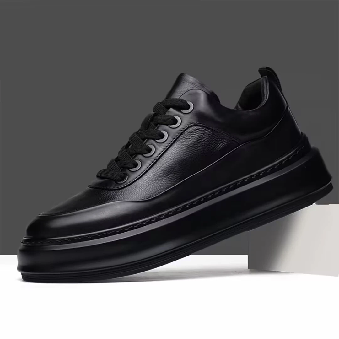 高档头层牛皮男鞋加绒加厚2025秋冬增高显瘦男士百搭休闲鞋子潮鞋