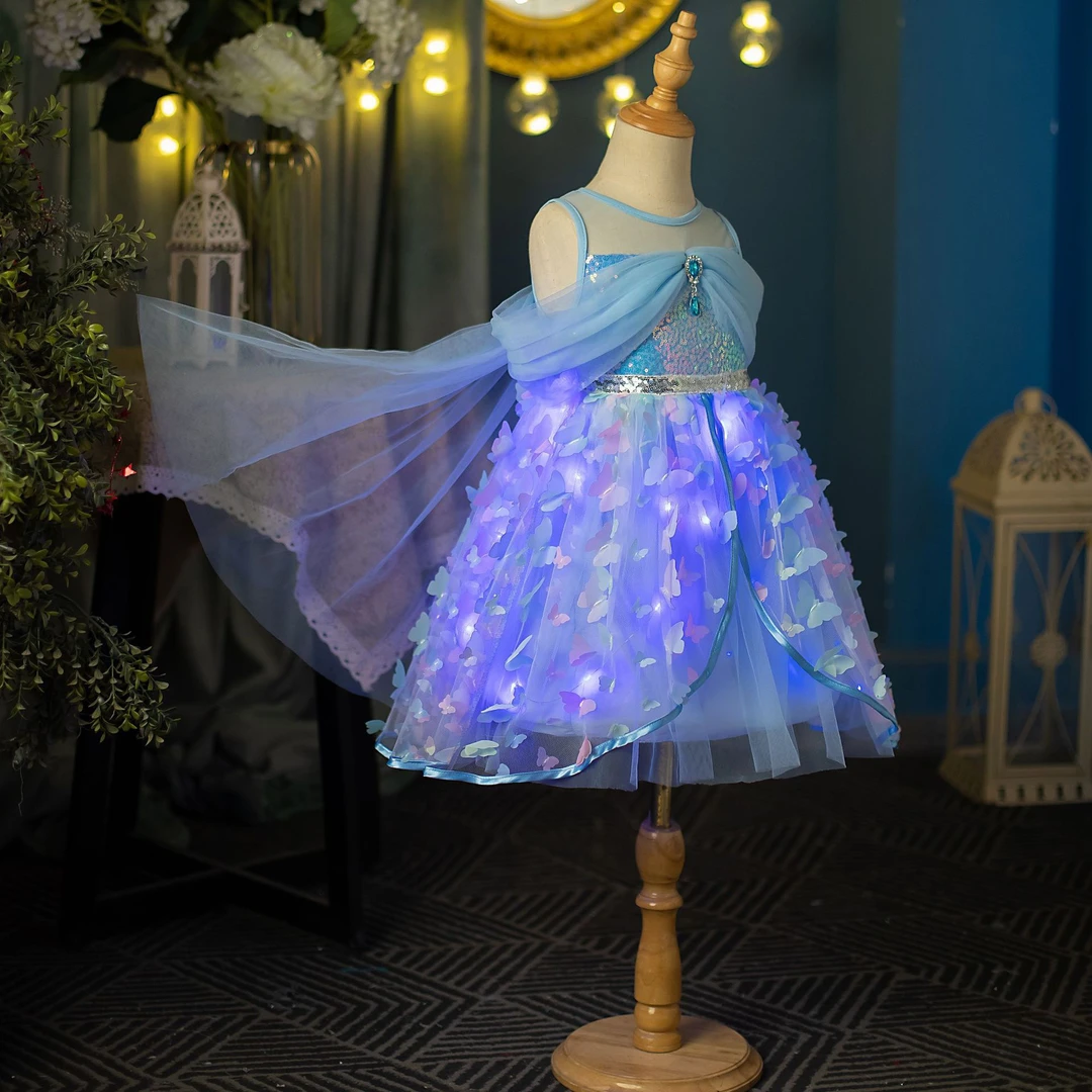 定制洛丽塔女童连衣裙韩版儿童冰雪奇缘公主裙裙摆爱沙爱莎童裙