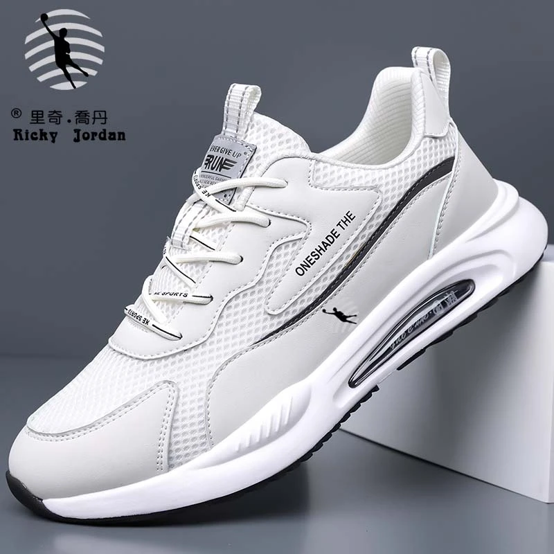 里奇乔丹春季新款透气运动鞋男减震百搭网面黑白休闲跑步鞋子