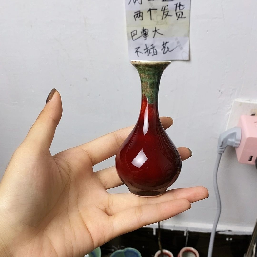 摆件巴掌大不插花景德镇高温陶瓷小花器