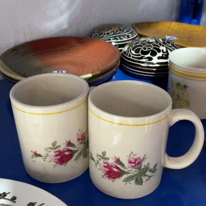 瓷片炻器瓷茶杯一对