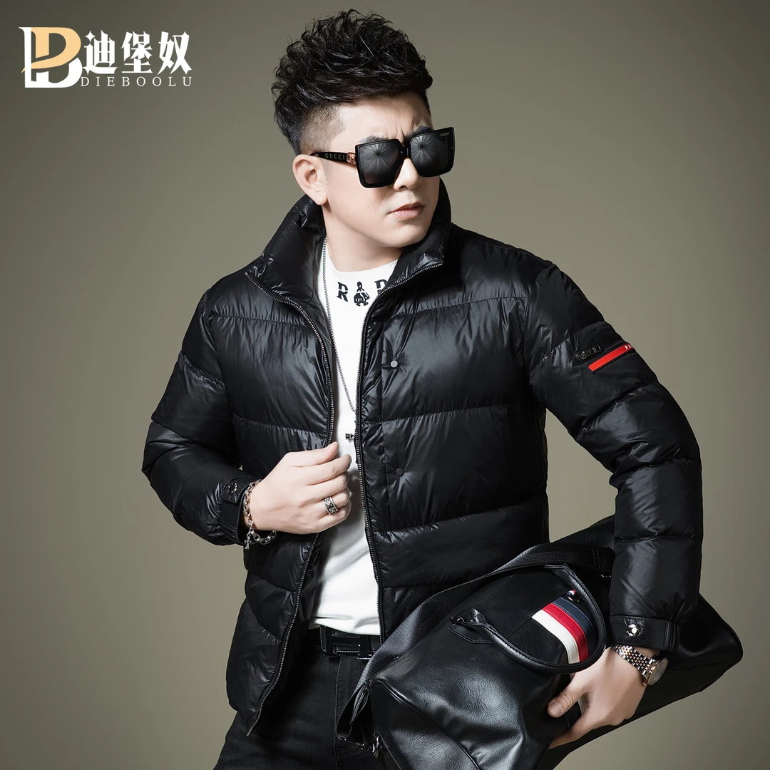 欧洲站潮流立领短款羽绒服男士新款白鸭绒保暖防寒外套冬季男装