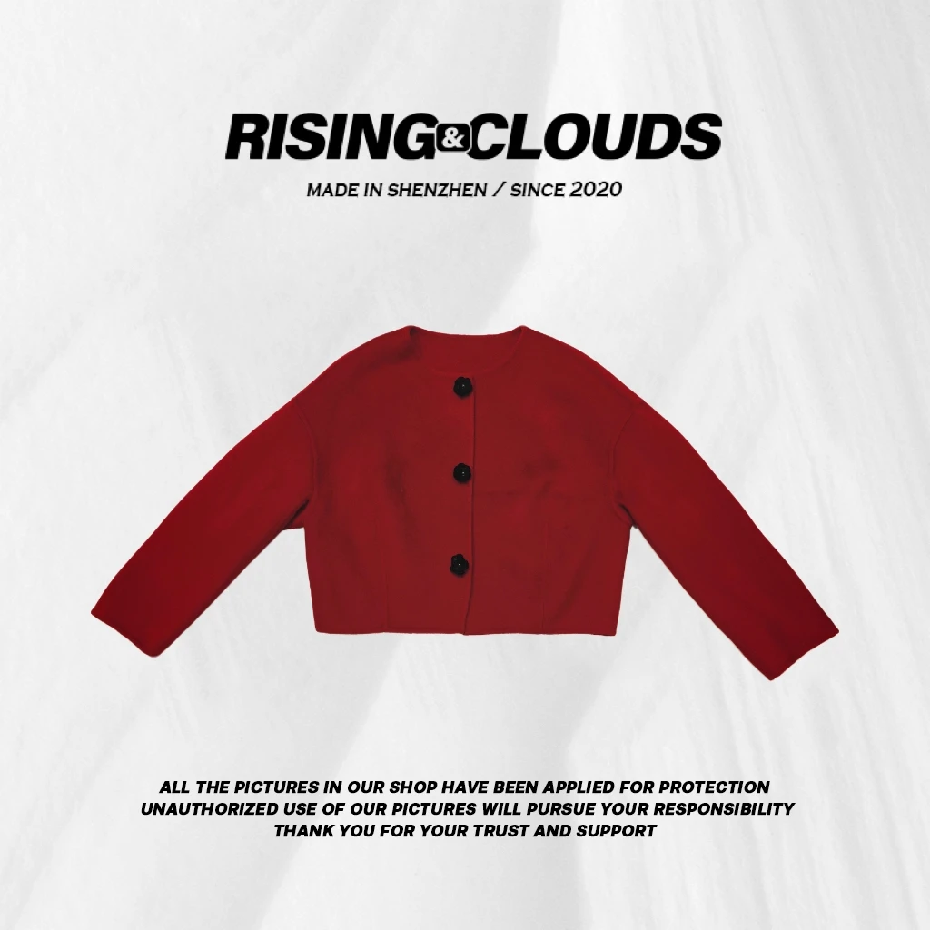 RISING&CLOUDS【莎莎】气质时尚百搭秋冬花朵羊绒羊毛外套"120544