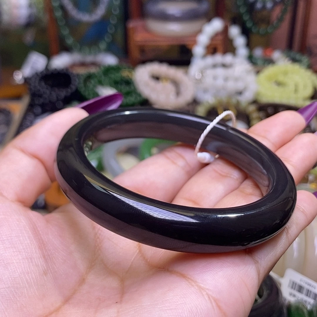 和田玉未镶嵌颈饰浓烟紫帝王紫老矿料收藏手镯59