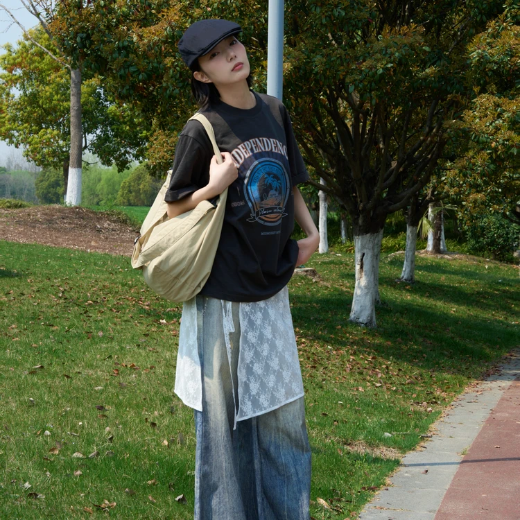 西町村屋韩版蕾丝一片式P帘女新款法式氛围感穿搭短裙XAAB40047