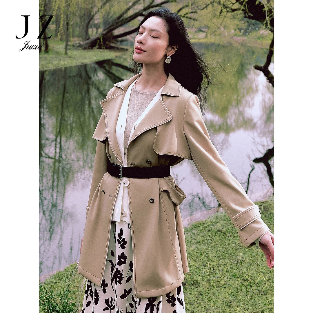 【尚雅专属】商场同款JZ玖姿JZEC41301英伦风经典一手长风衣女