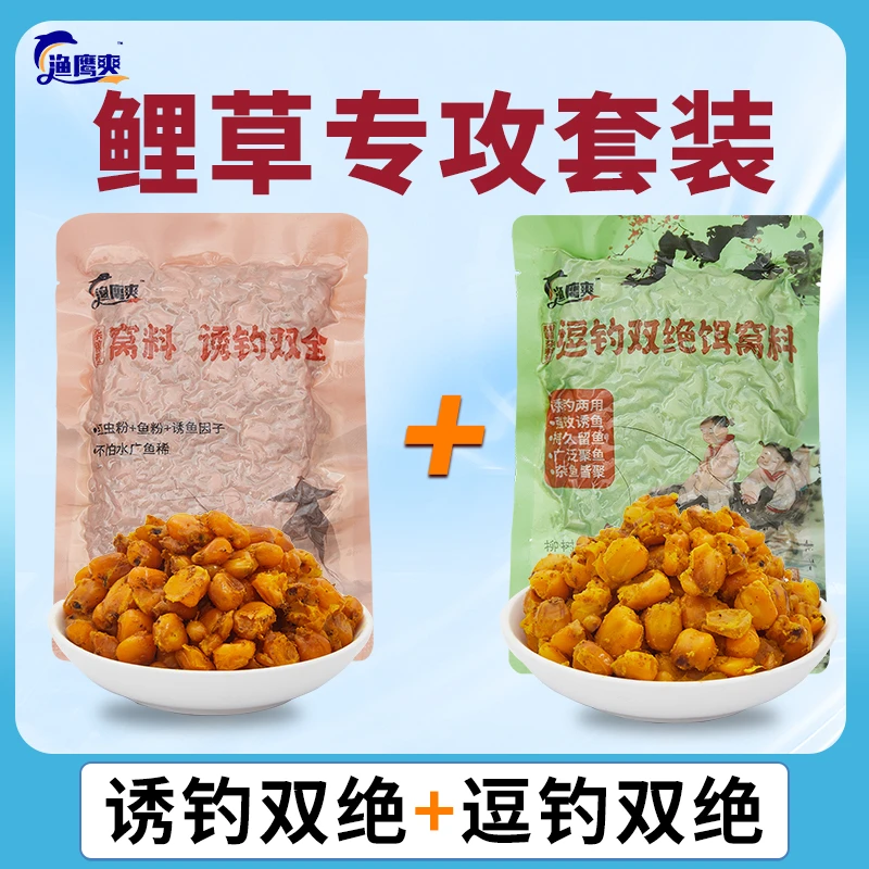 【渔鹰爽】 鲤草专攻套装 逗钓双绝+诱钓双全 窝料饵料钓鱼通用型
