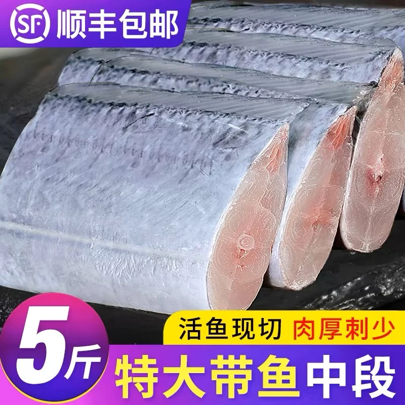 大号带鱼段5斤 一斤9~10段 500g/包*5包 新鲜现切速冻锁鲜