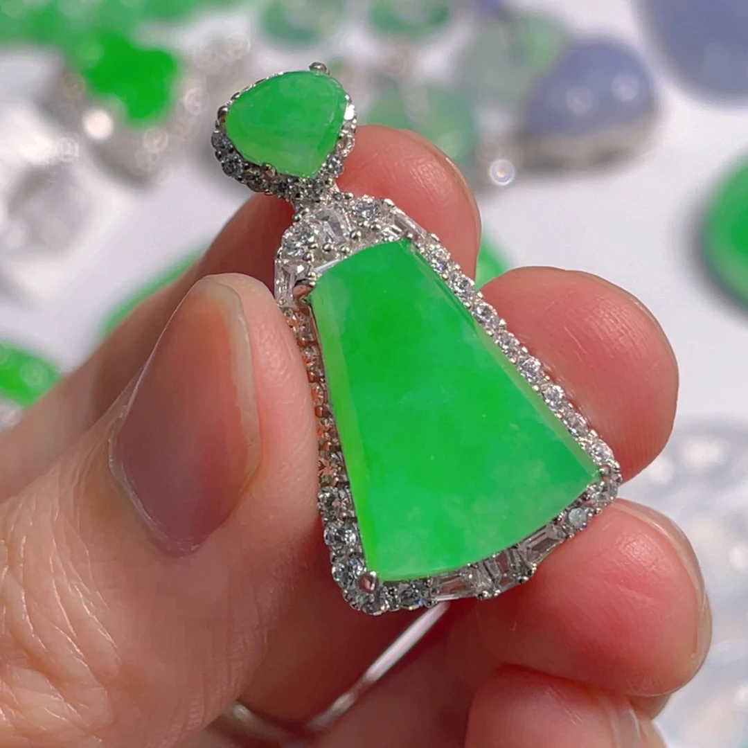 翡翠银S925镶嵌吊坠(不含链)