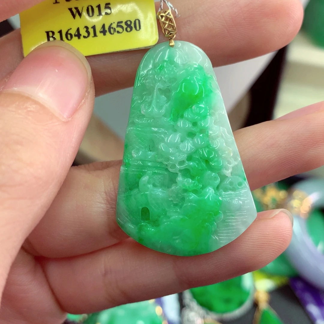 翡翠18K金镶嵌吊坠(不含链)