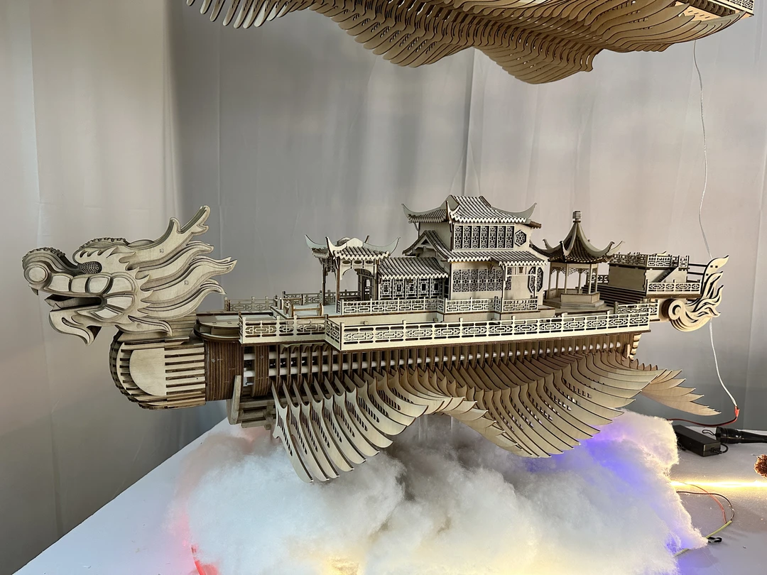 天空之城纯手打造双层飘浮小岛飞行城堡精美立体拼接飞行器手工