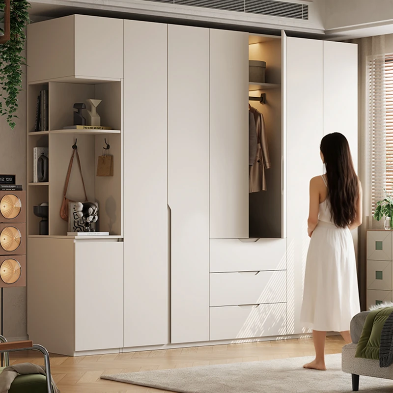 缘木之旅免拉手橡木衣柜家用卧室小户型18mm实木平开门四五门衣橱