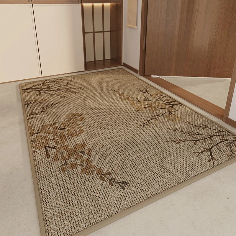 入户门地垫进门脚垫家用玄关地毯门口防滑垫子新中式仿亚麻地毯