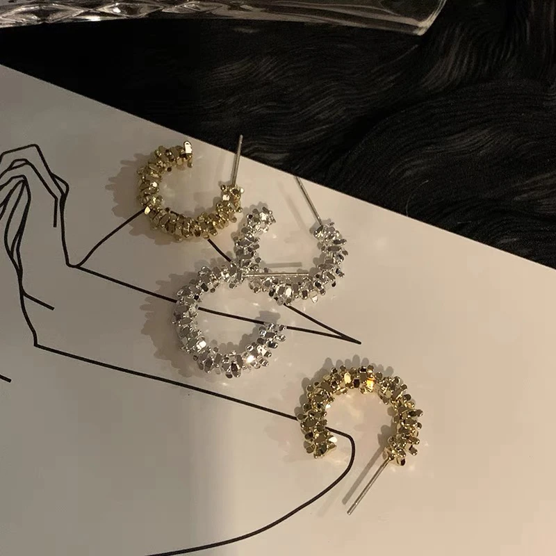 铜合金耳饰 S021银针高级感超闪烁碎银子耳环冷淡风高级感