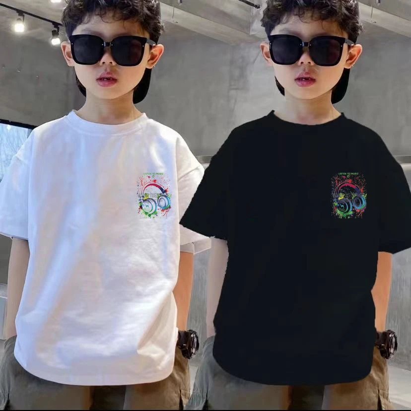 新款A类吸汗短袖夏季男嘻哈风圆领T恤童装男童半袖t恤中大童印花
