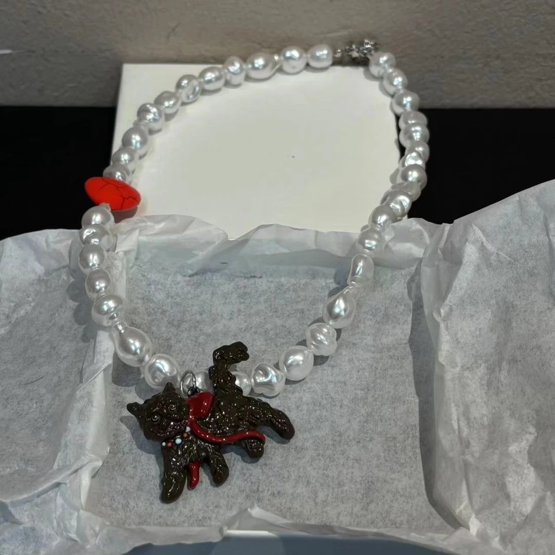 铜合金项链 韩国精致时尚百搭珠珠小猫项链X108