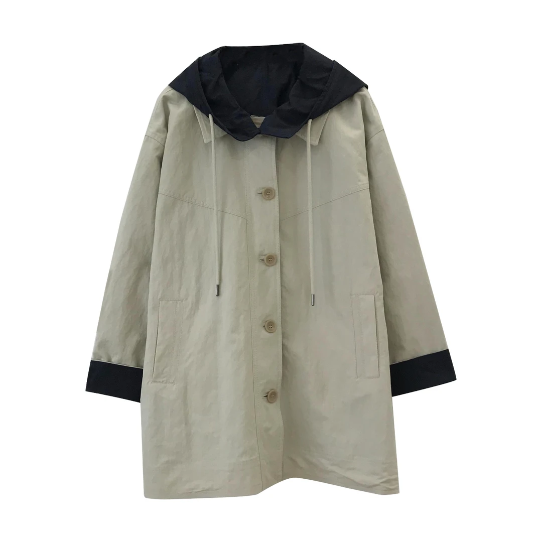 【两面穿风衣】时尚春秋孕装双面穿中长款连帽外套百搭连帽时尚外套