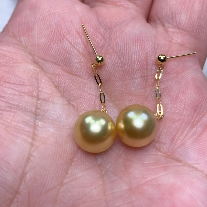 18K金镶嵌耳饰海水珍珠