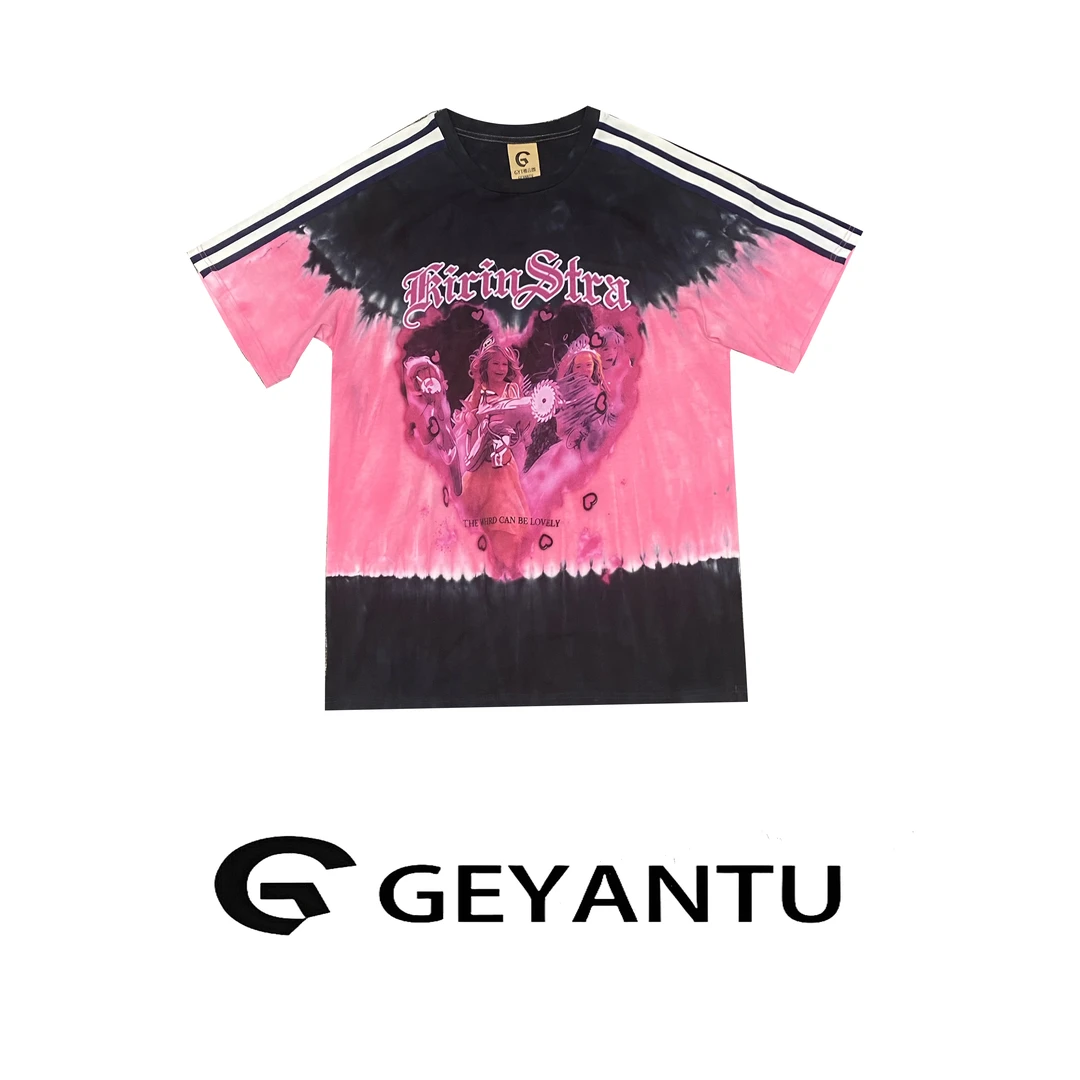 【GEYANTU】682原创卡通日系复古潮牌爱心印花人像短柚女T侐