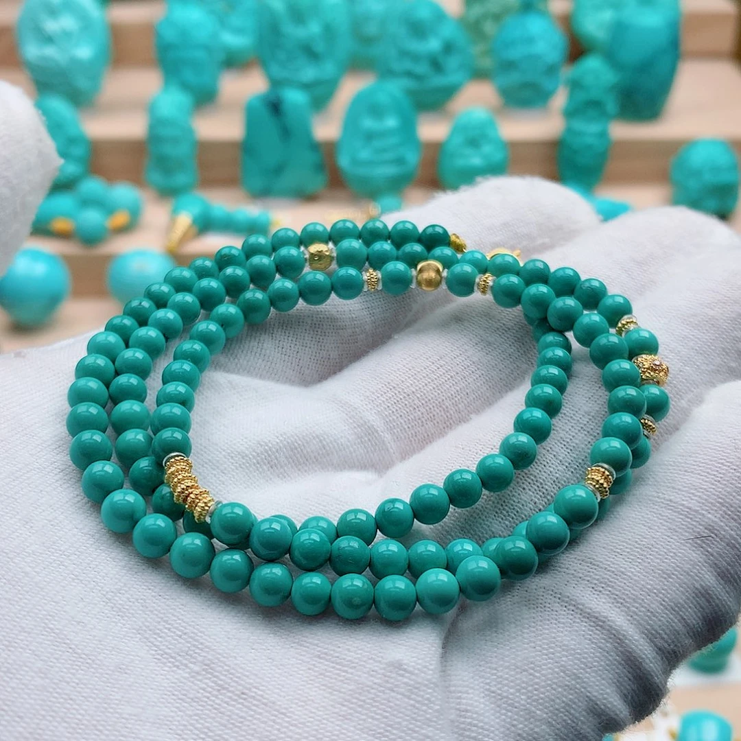 绿松石18K金镶嵌毛衣链