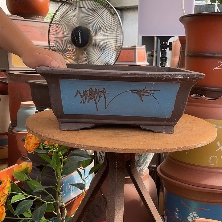 32蓝马槽花盆紫砂花盆