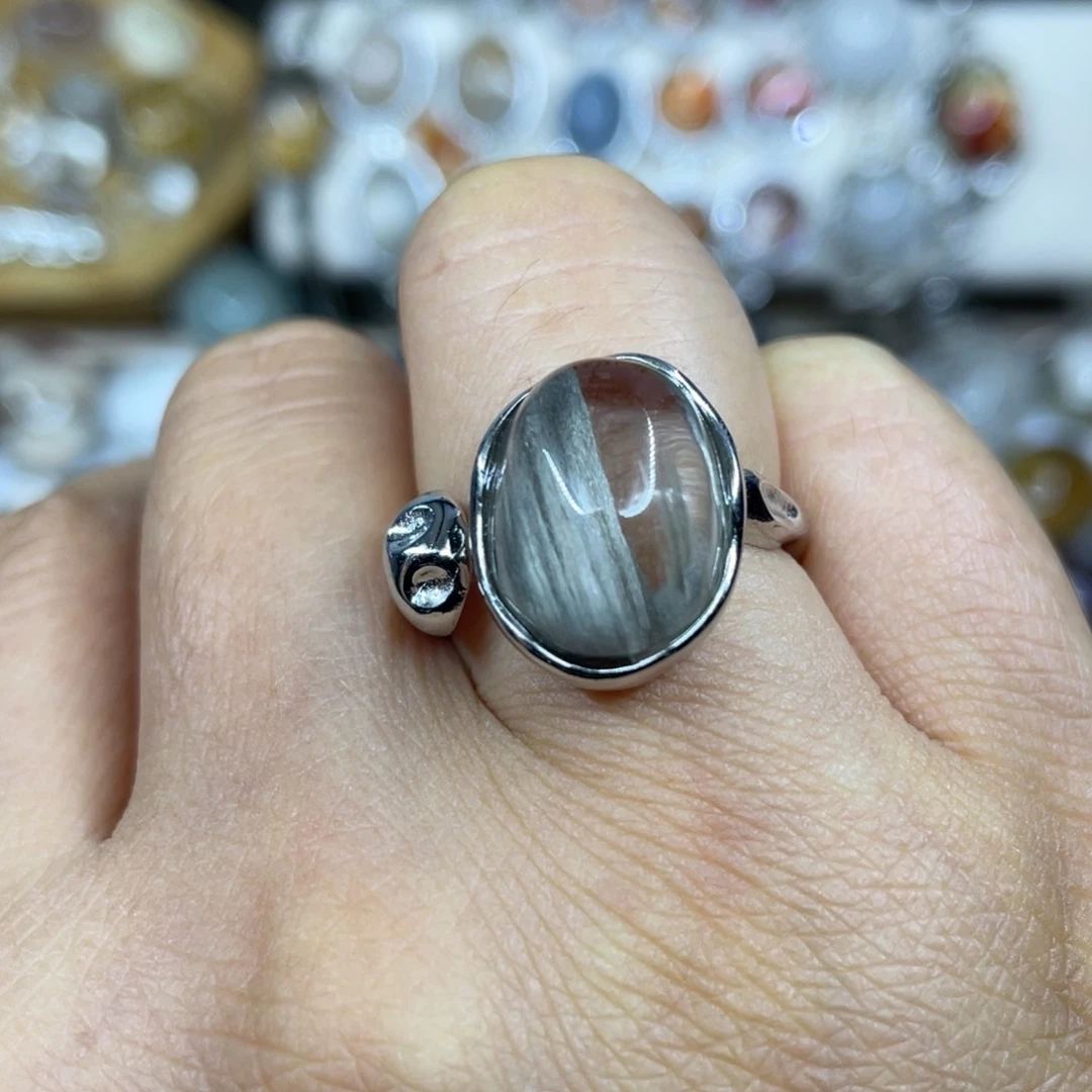 【闪购商品】银S925镶嵌珠宝半成品水晶戒指