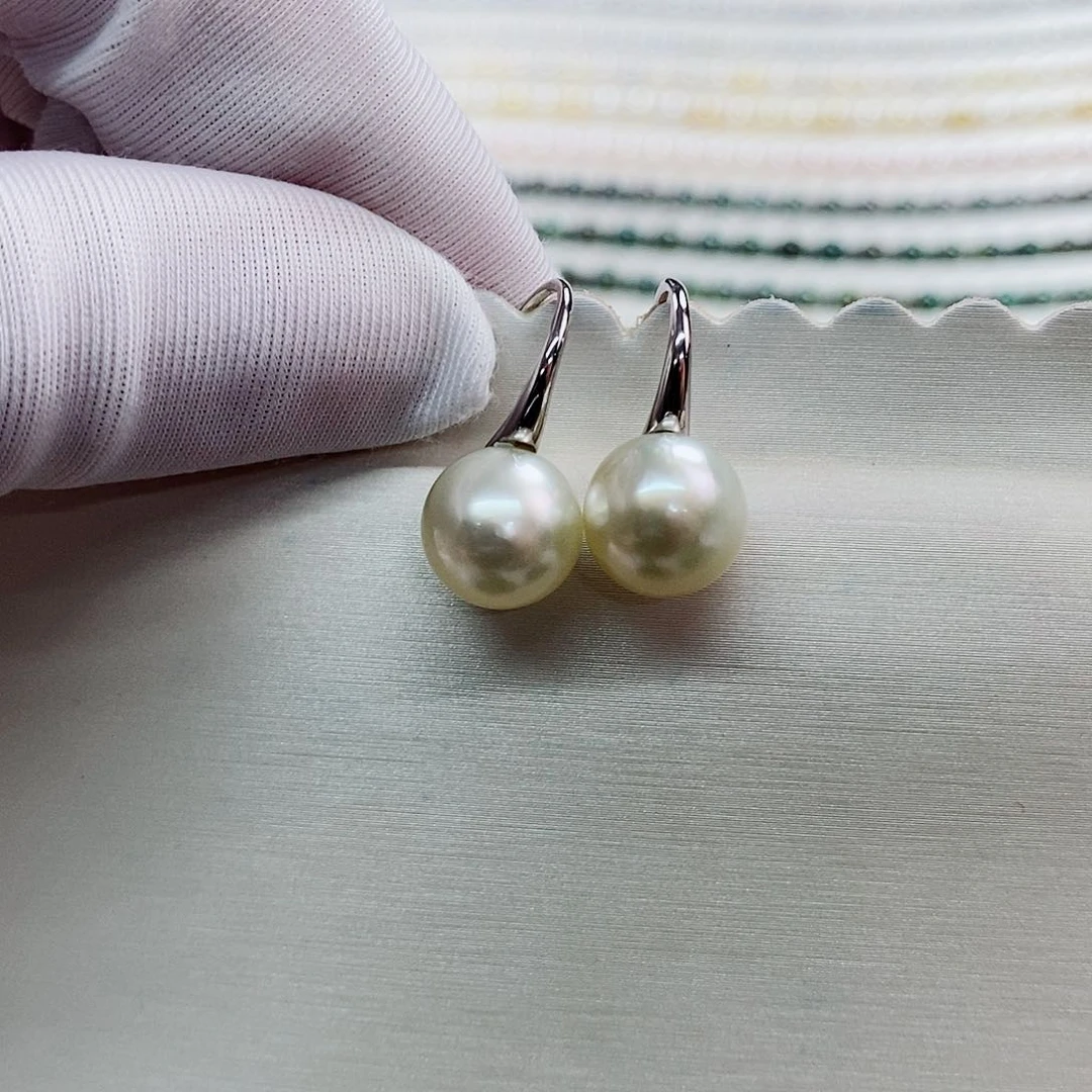 银S925镶嵌耳饰海水珍珠10-11