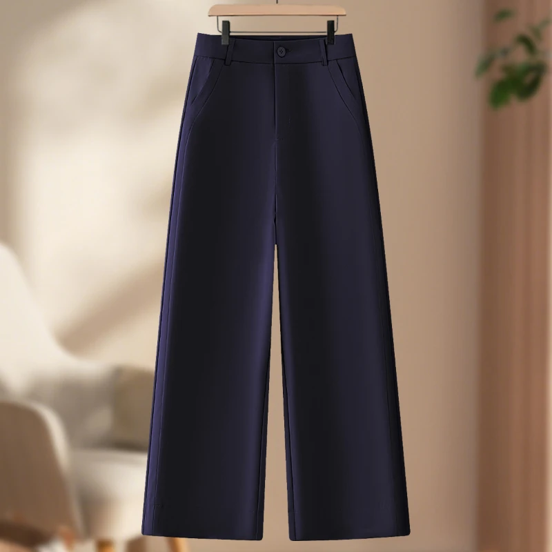 中空纱窄版九分阔腿裤女夏2025新款薄款高腰抗皱小个子休闲直筒裤