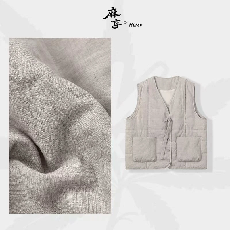 麻享【冬日庭院】汉麻马甲3M新雪丽棉填充复古文艺国风马夹FSY51029