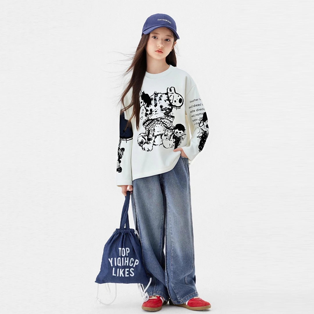 高品质女童休闲长袖卫衣宽松少女风长袖