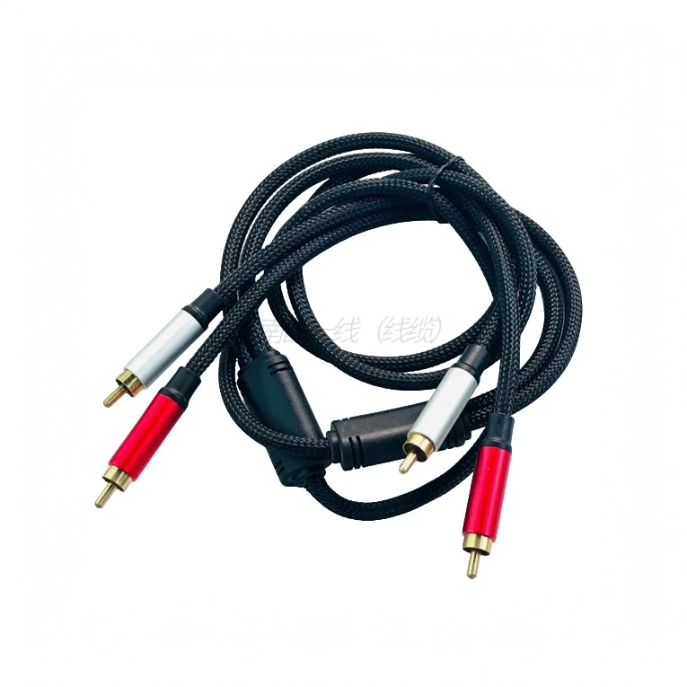 双莲花头音频线2RCA莲花线AV通用DVD功放链接低音炮音响连接线