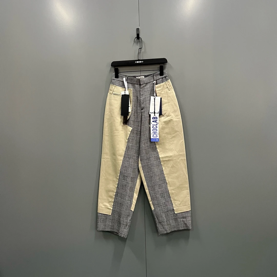 未使用 maje tt2 kolor 格纹拼接直筒长裤 XS码/全新/020492