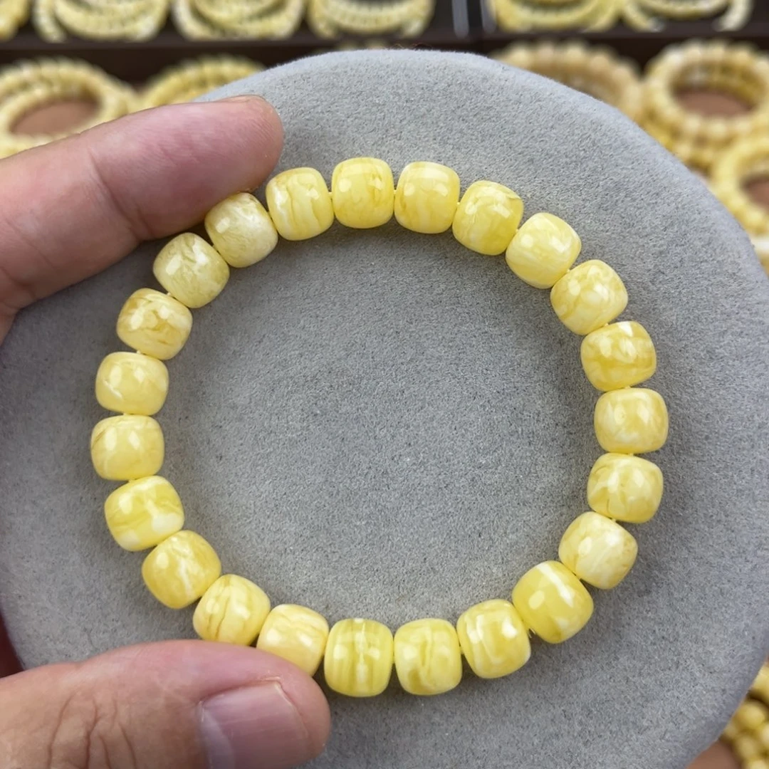 手串蜜蜡未镶嵌纯天然俄料白花虎皮10腕口18+