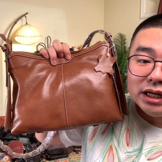 进口头层牛皮女包